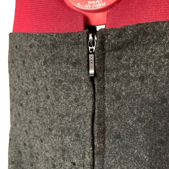 TWIK - Dark Gray short mini wool skirt polka-dot- lace edging lining - size 9 - Picture 5 of 9